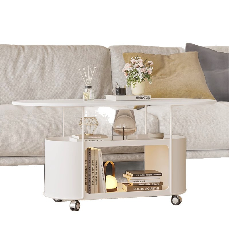 Mobile Coffee Table Cream Wind Marble Bedside Table Storage Integrated Cabinet