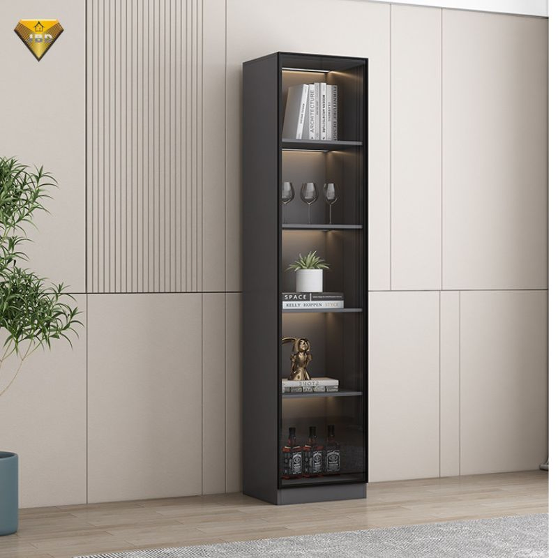 Wooden Grain Aluminium Furniture Bar Whisky Wine Drinks Shelf Corner Liquor Display Cabinets