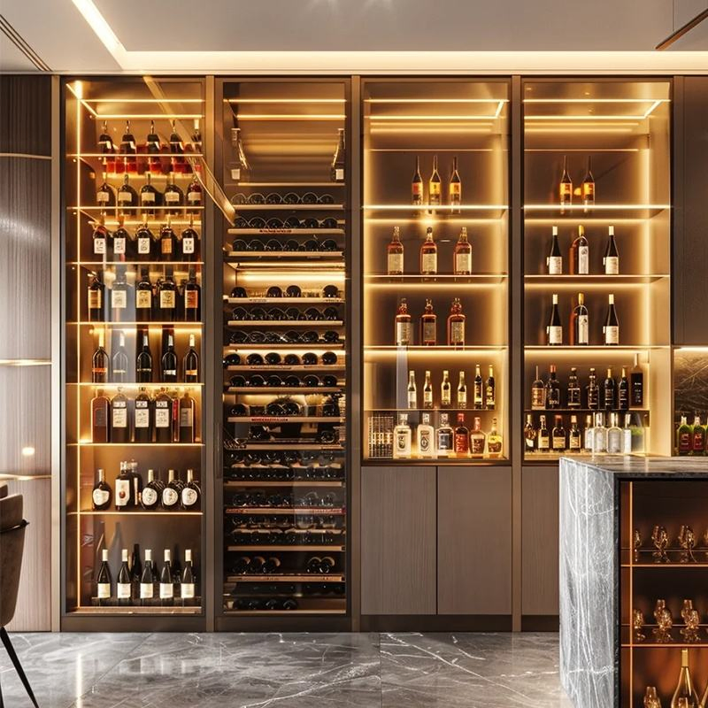 New Style Built in Storage Wine Cellar Furniture Bar Temperature Controlled Wine Rack Cabinet