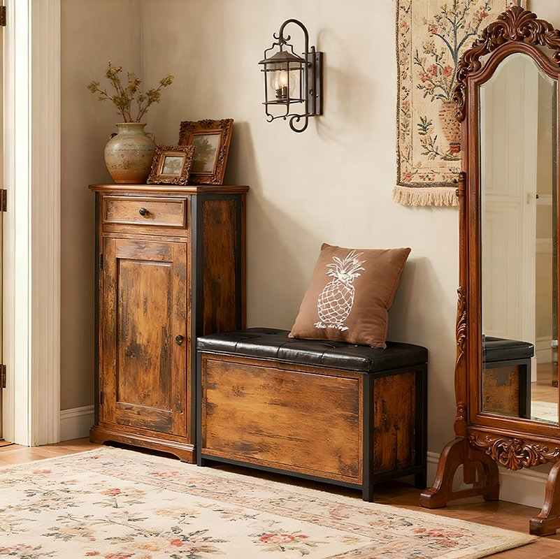 Flip Top Storage Ottoman Entryway Storage Bench with Padded Seat for Hallway Living Room Bedroom