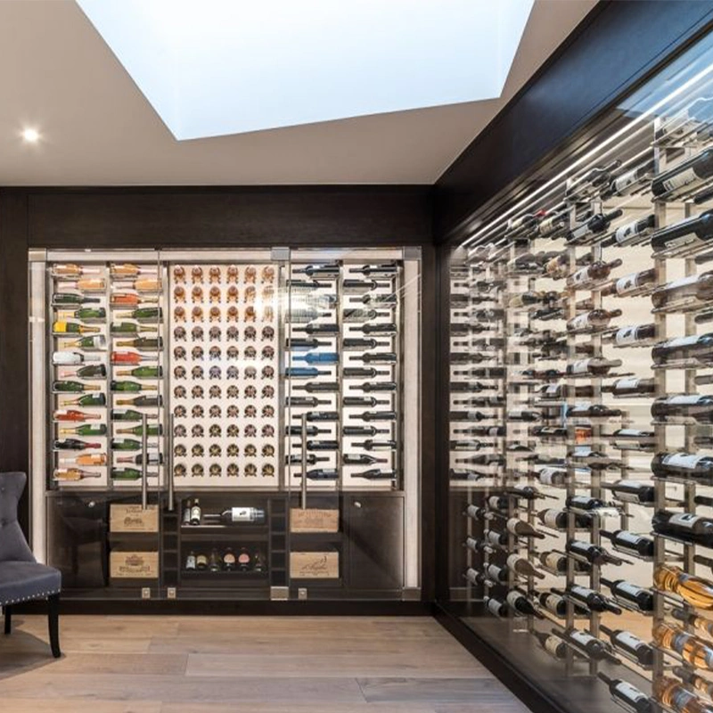 Modern Luxury Glass Wine Cellar Display Racks Stainless Steel Wine Storage Cabinet Bar Living Room Furniture for The Home