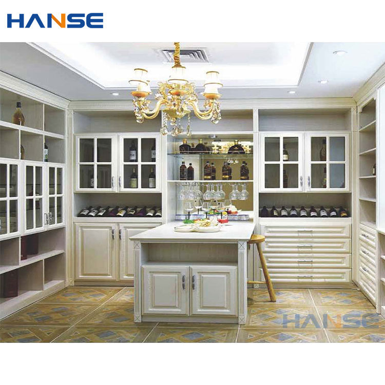 Foshan Factory Custom Solid Wooden Corner Wine Cabinets Furniture Luxury Antique Red Wine Wood Display Cabinet