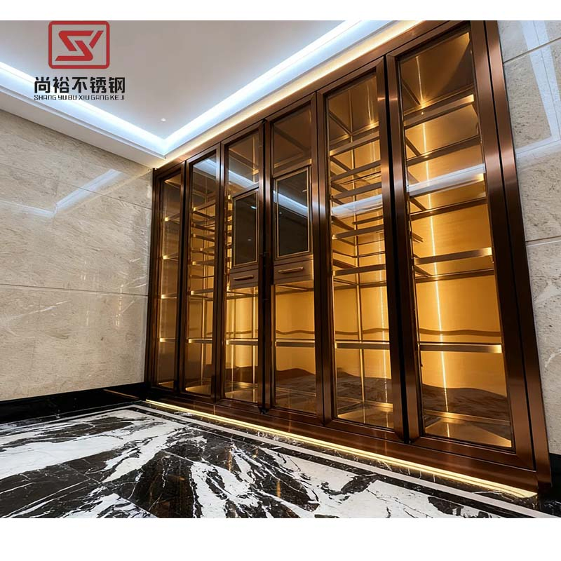 Restaurant Wine Display Rack Storage Cabinet Luxury Stainless Steel Wine Cellar Cabinet