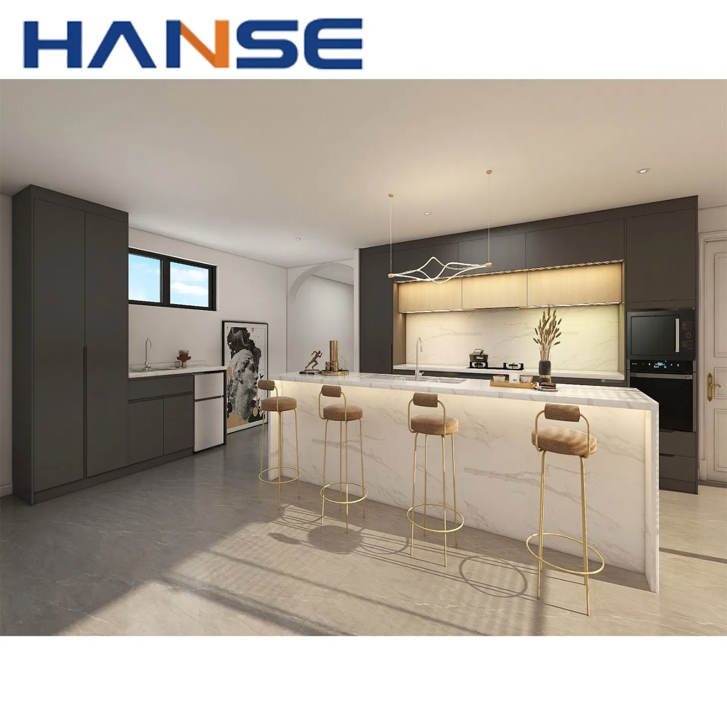 Luxury Modern Whole House Customization Complete Island Solid Wood Pantry Custom Kitchen Cabinets