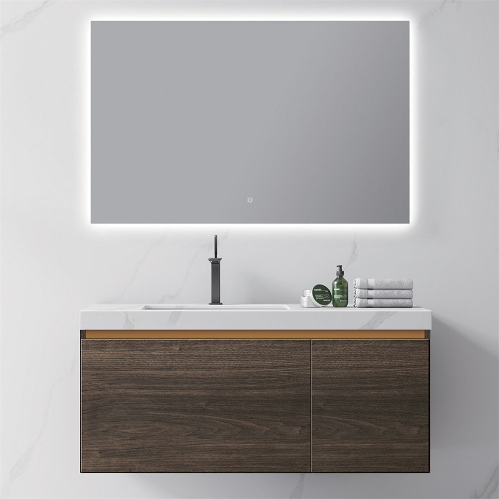 Factory Directly Modern 48inch Sintered Counter Wall Mounted Wooden Custom Bathroom Vanities