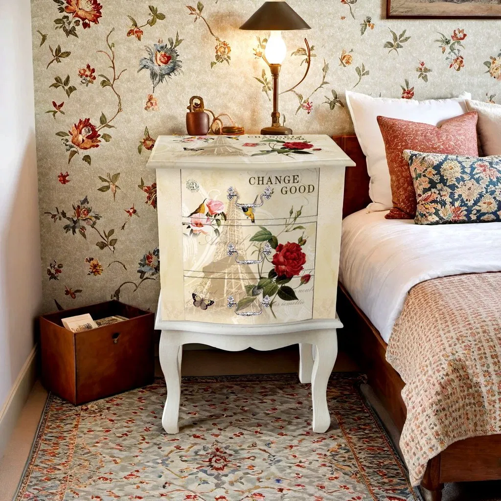 Bedside Table Sofa Side Table with Storage Cabinet &amp; Drawer, Wooden Bedside Table End Nightstand for Bedroom,