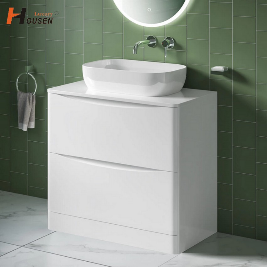 High Quality Smile Face Floor Standing Bathroom Vanity with Ceramic Basin