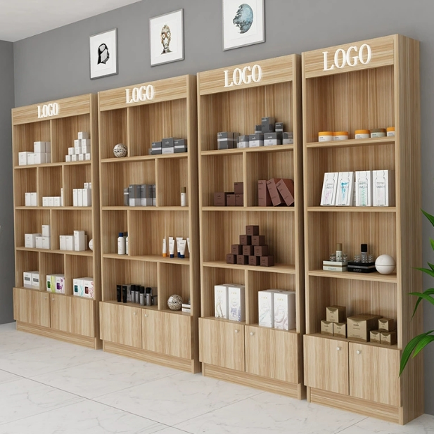 Wooden Cabinet, Floor to Ceiling Display Rack, Supermarket Combination Display Wine Cabinet