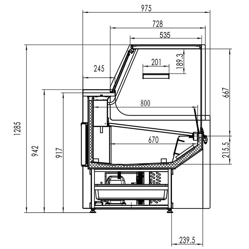 Supermarket Equipment Corner Display Cabinet Fresh Meat Display Refrigerated Cabinet Kfth158