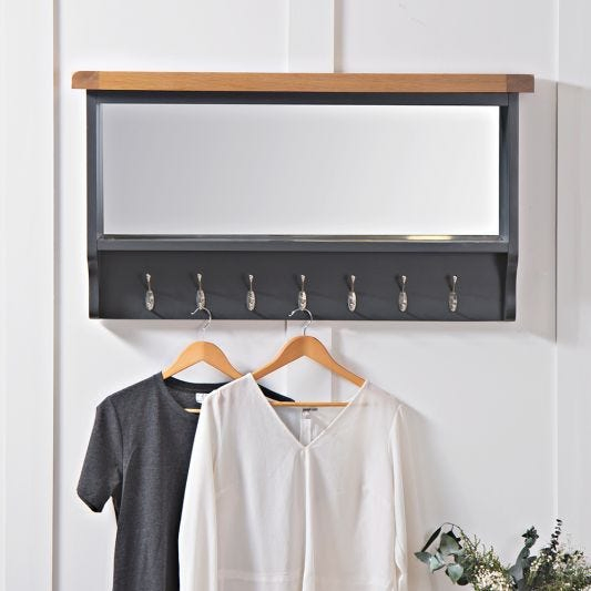 Modern Stylish Grey Painting Wooden Coat Rack with Metal Hooks for The Home, Hallway, Entryway and Bedroom Furniture