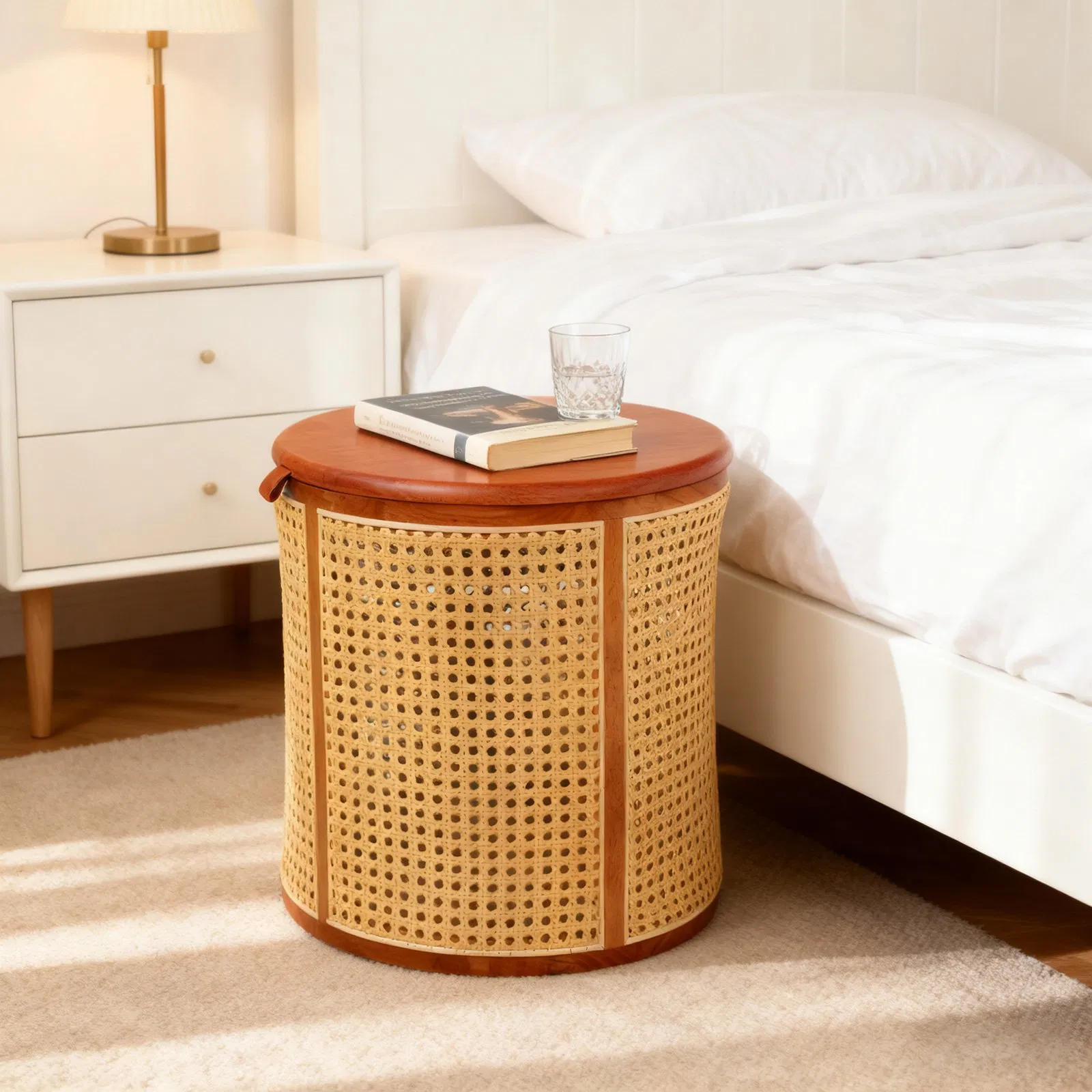 Multifunctional Modern Round Storage Wood Coffee Table for Home Living Room