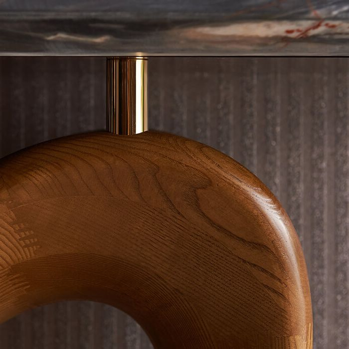 Solid Wooden Nature Marble Walnut Pratical Sleek Dining Room Restaurant Console Table