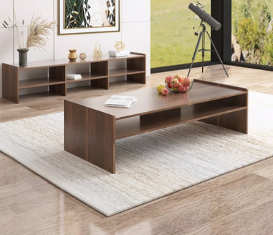Modern Living Room Furniture Wooden Storage Shelf Rectangular Center Table Coffee Table