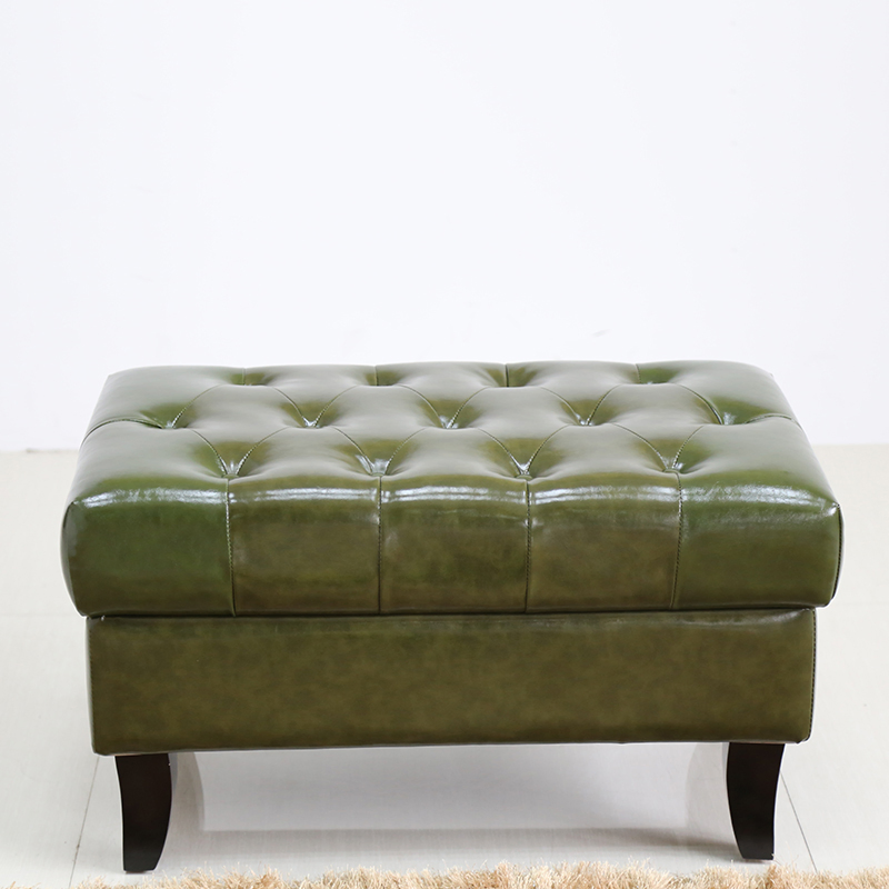 Yellow Leather Custom Wholesale Button Tufted Footrest Stool Lounge Area Custom Storage Ottoman Bench