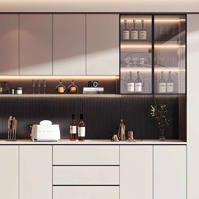 Luxury Wood Glass Whiskey Wine Cabinet Corner Cabinet Display Luxurious Temperature Controled Wall Mounted Glass Wine Bottle Cabinet