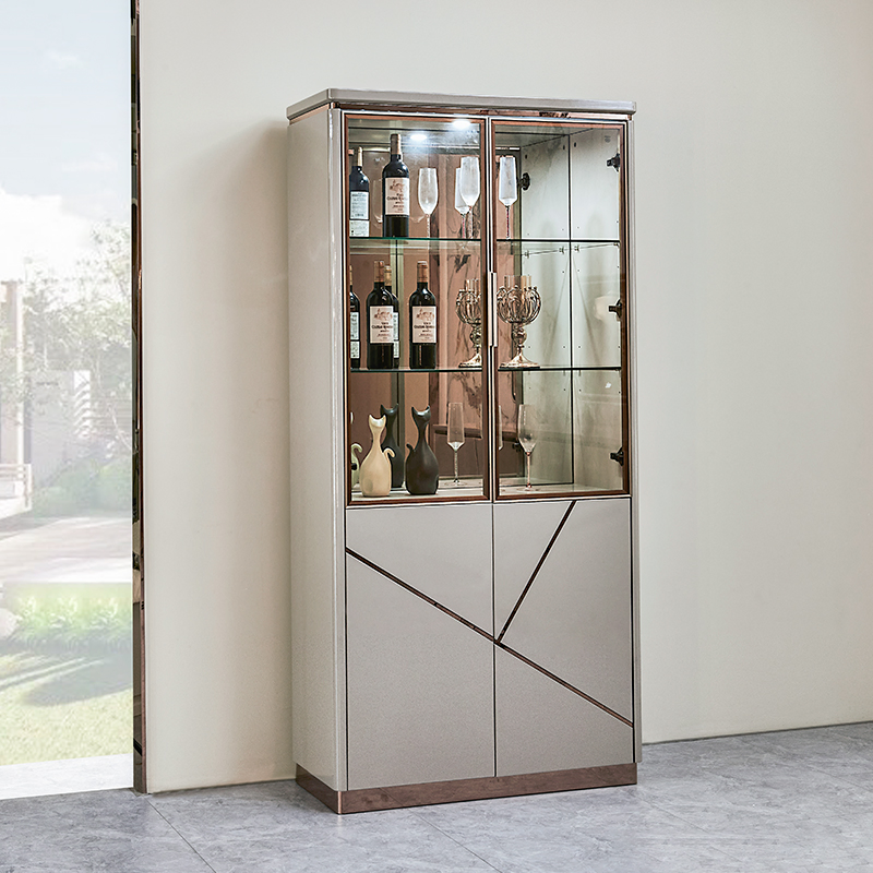 High Quality Modern Dining Room Wine Cabinet Storage Rack Home Bar Corner Luxury Wood Display Glass Living Room Wine Cabinet
