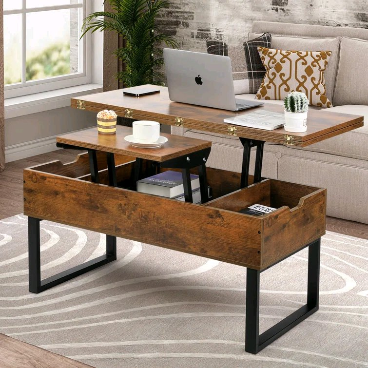 Modern Design Extendable Lift Top Coffee Table with Storage for Living Room Height Adjustable Wooden Tea Table