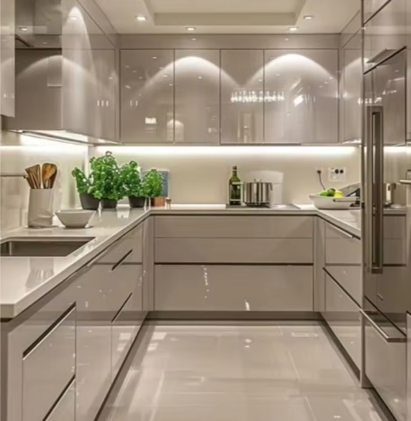 High Quality Modern Modular Solid Wood Cabinets High End Kitchen Cabinets with Backsplash for Home Pantry