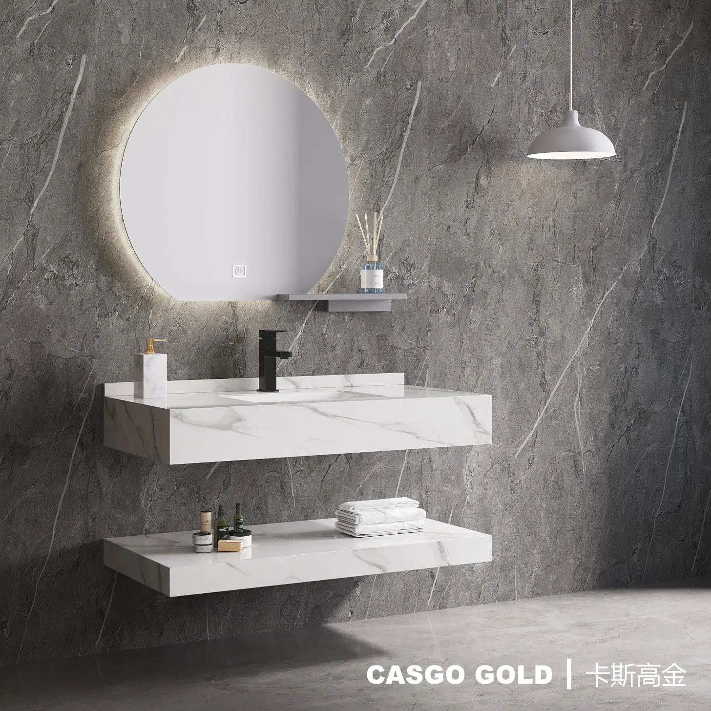 Hot Selling Double Layer Rock Slate Bathroom Vanity