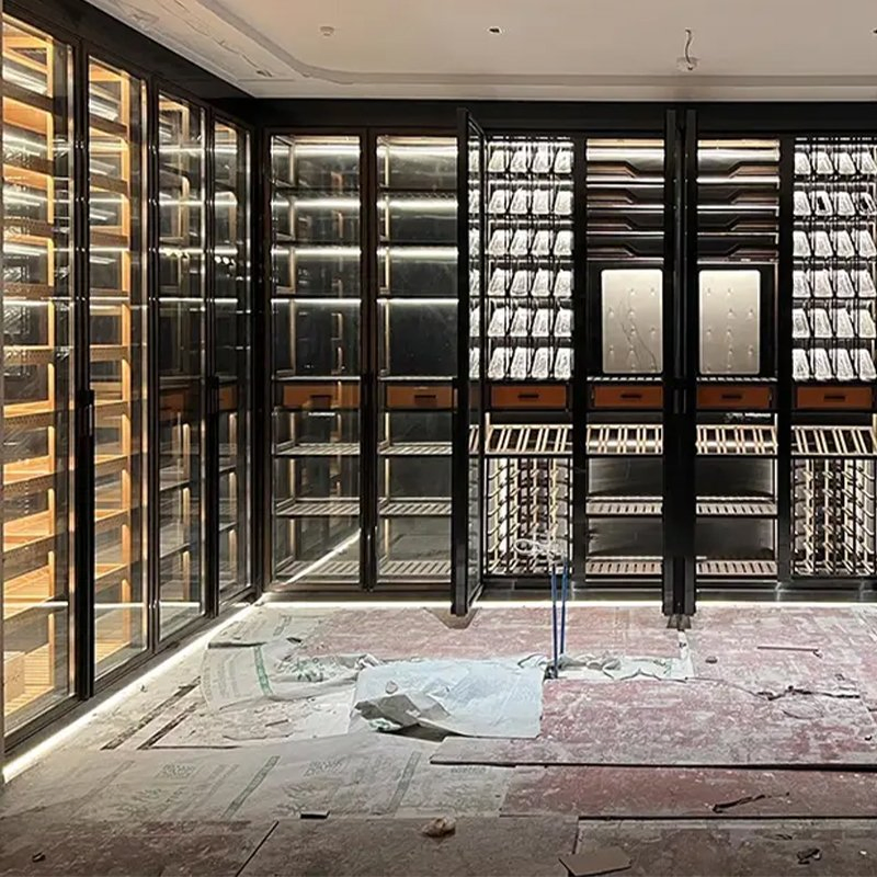 Modern Luxury Glass Wine Cellar Display Racks Stainless Steel Wine Storage Cabinet Bar Living Room Furniture for The Home