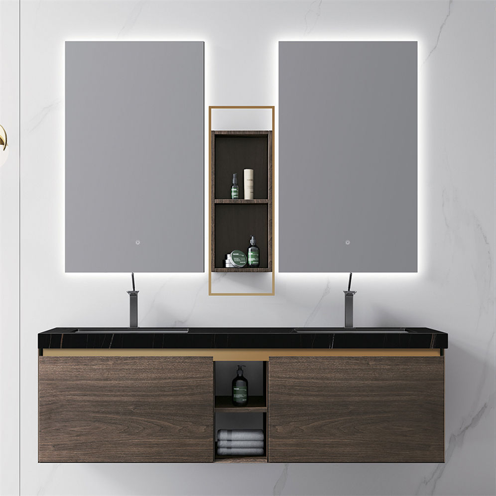 Factory Directly Modern 48inch Sintered Counter Wall Mounted Wooden Custom Bathroom Vanities