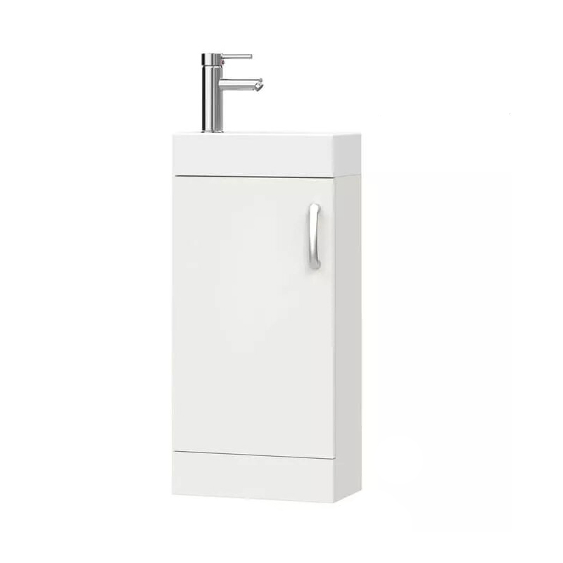 White Floor Standing Bathroom Vanity with Ceramic Basin 400mm