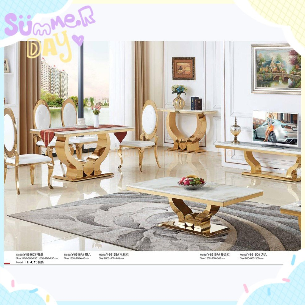 Modern High Dining TV Furniture Wedding Banquet and Table Event Decor Glass Marble Top Counter Console Table Lecture Speak Stage in Metal Base