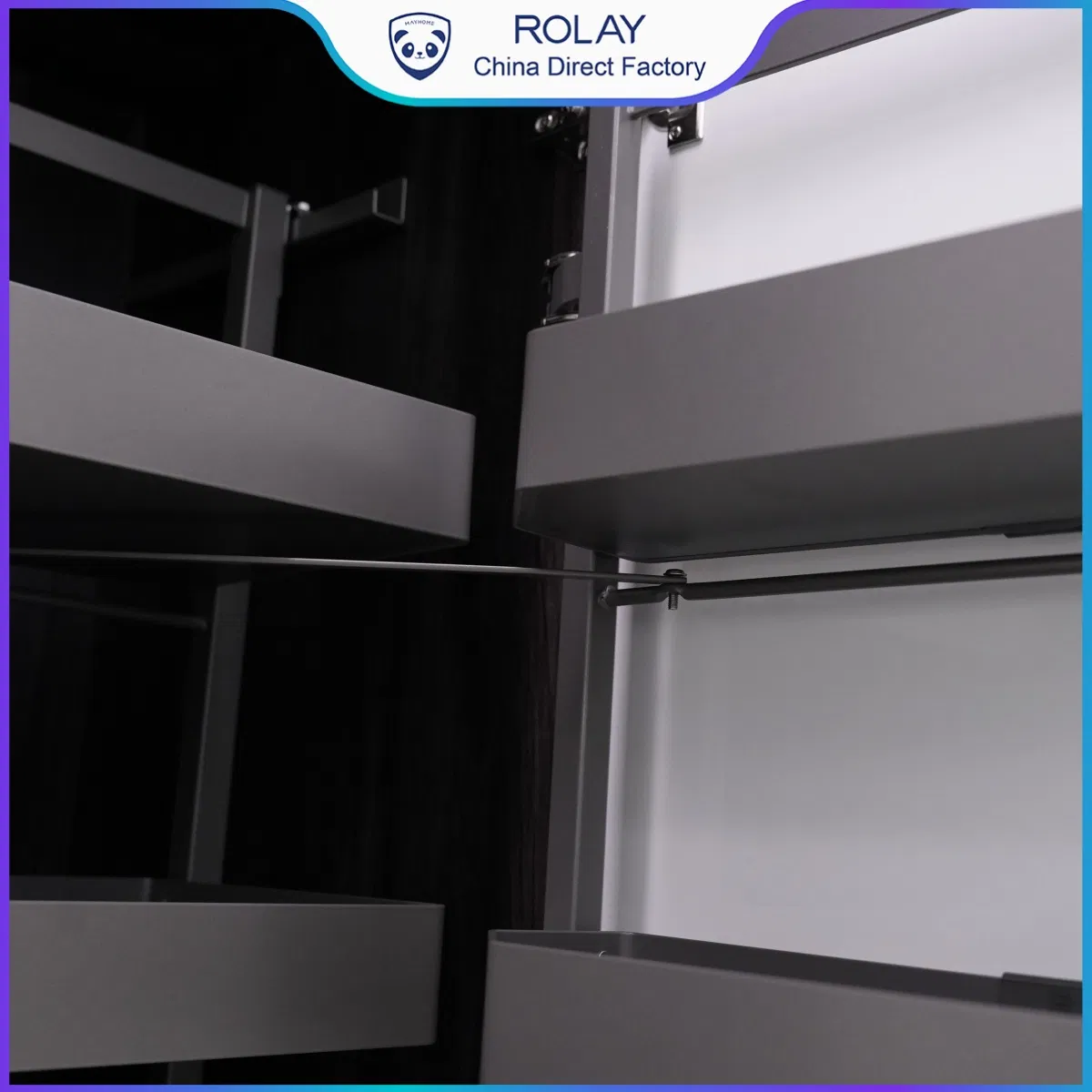 Safety Edge Design Noise-Reducing Effect Textured Aluminum Surface Kitchen Pantry Cabinet