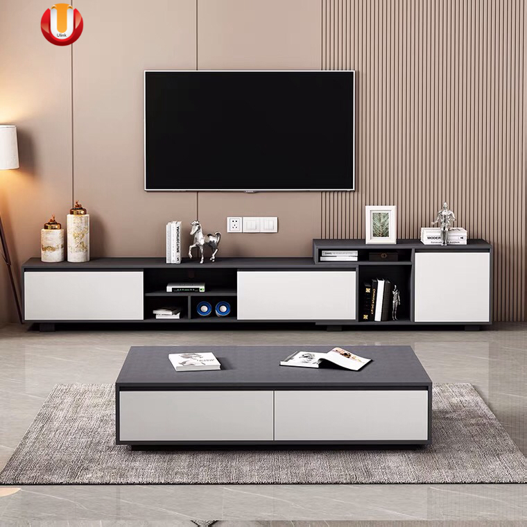 Wholesale Tea Table Glass Top Coffee Table with Storage Modern Center Table Wooden TV Stand