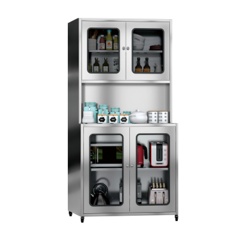 Stainless Steel 201 and Glass Kitchen Pantry Cabinet Hospital Medical Cabinet