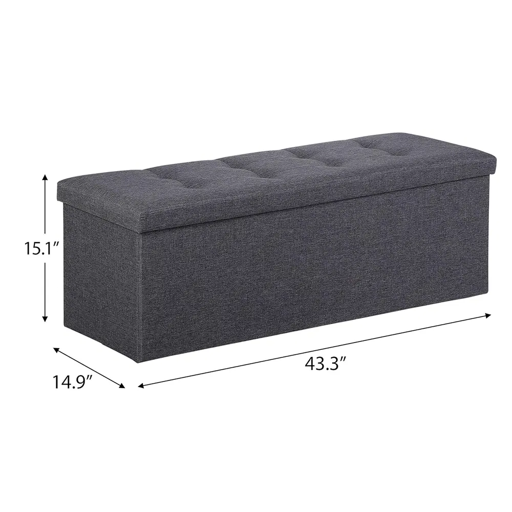 Extra Large Folding Storage Ottoman Bench for Livingroom with Removable Lid