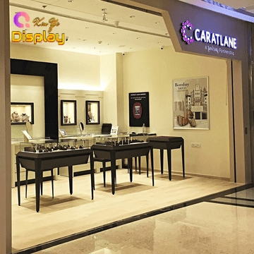 High End Jewellery Shop Design Luxury Glass Jewelry Corner Display Cabinet