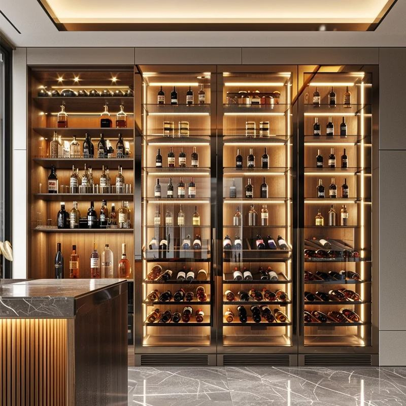 New Style Built in Storage Wine Cellar Furniture Bar Temperature Controlled Wine Rack Cabinet