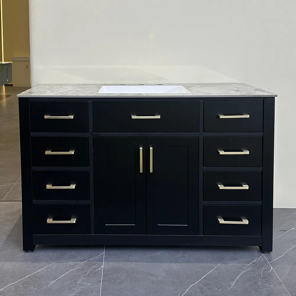 Furniture Bathroom Accessories Bathroom Vanity with Sintered Stone Countertop European Style Cabinet