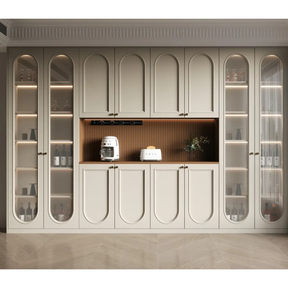 Swete European Style Custom Wine Cabinet Wine Rack Dining Room Furniture Design Glass Door