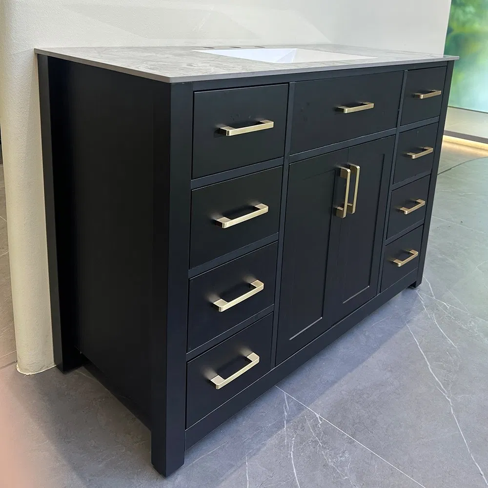 Furniture Bathroom Accessories Bathroom Vanity with Sintered Stone Countertop European Style Cabinet