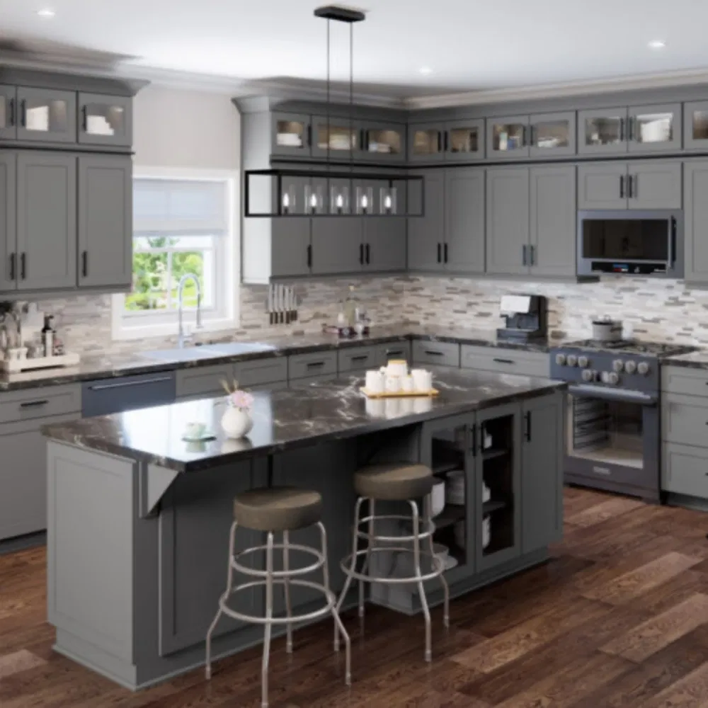 High End Modular Kitchen Cabinet Set Custom Wooden Kitchen Cabinets with Pantry Wall Units Island Countertop and Functional Design for Apartment