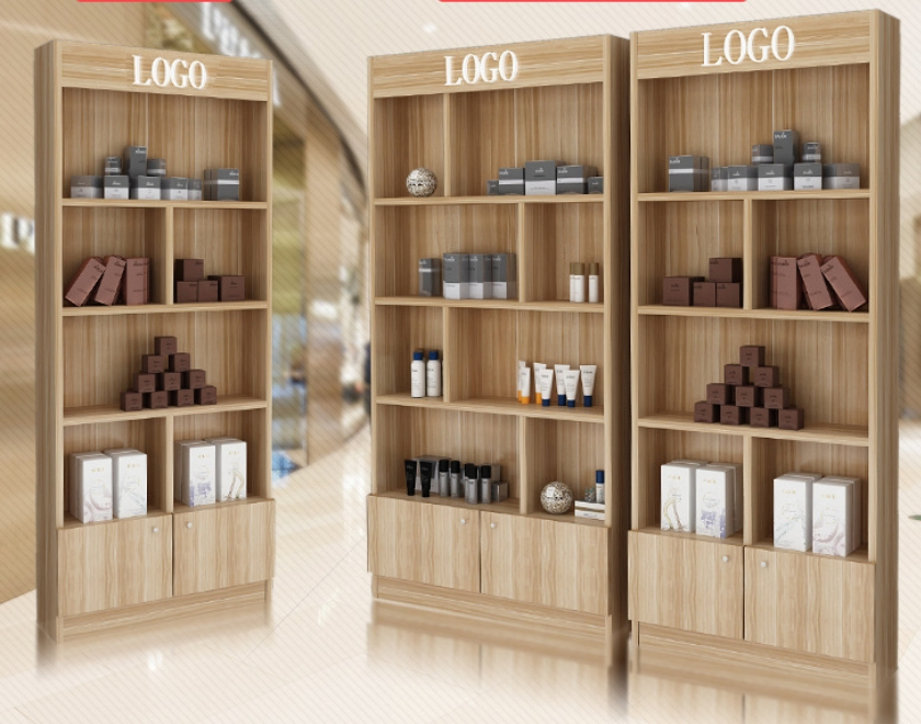 Wooden Cabinet, Floor to Ceiling Display Rack, Supermarket Combination Display Wine Cabinet