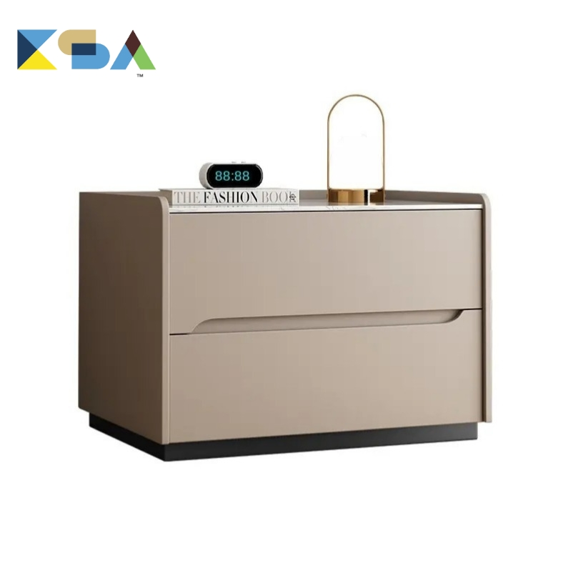 Factory Luxury Modern Nightstand Bedside Table Rock Slab Bedside Table with Golden Feet Nightstand for Bedroom