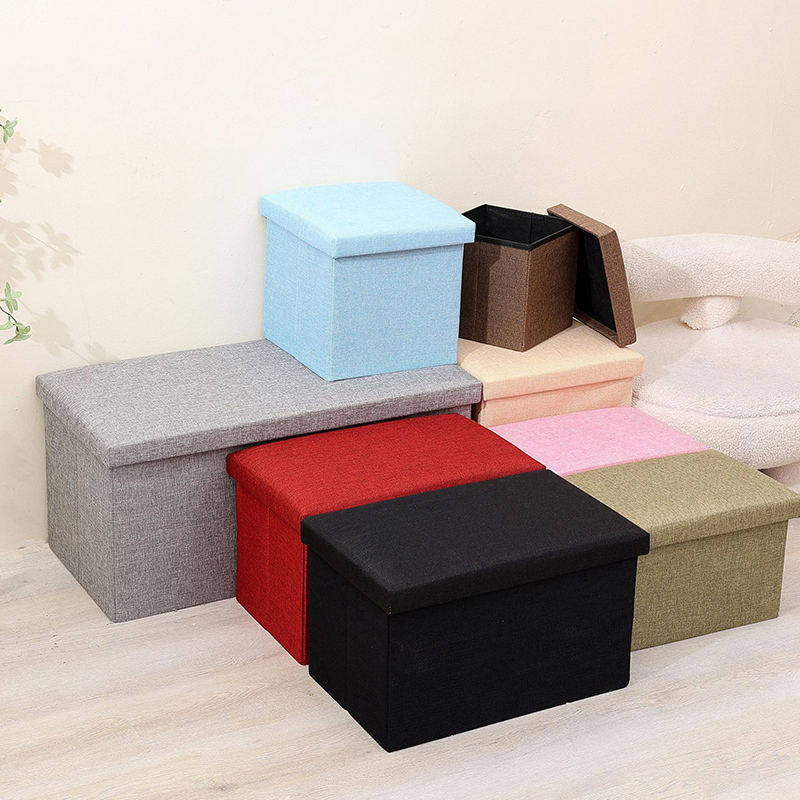 Folding Storage Ottoman Bench with Padded Seat for Bedroom