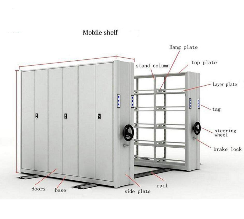 Office School Bank Sliding Shelving Compactor Shelves Movable Steel Storage Filing Cabinet