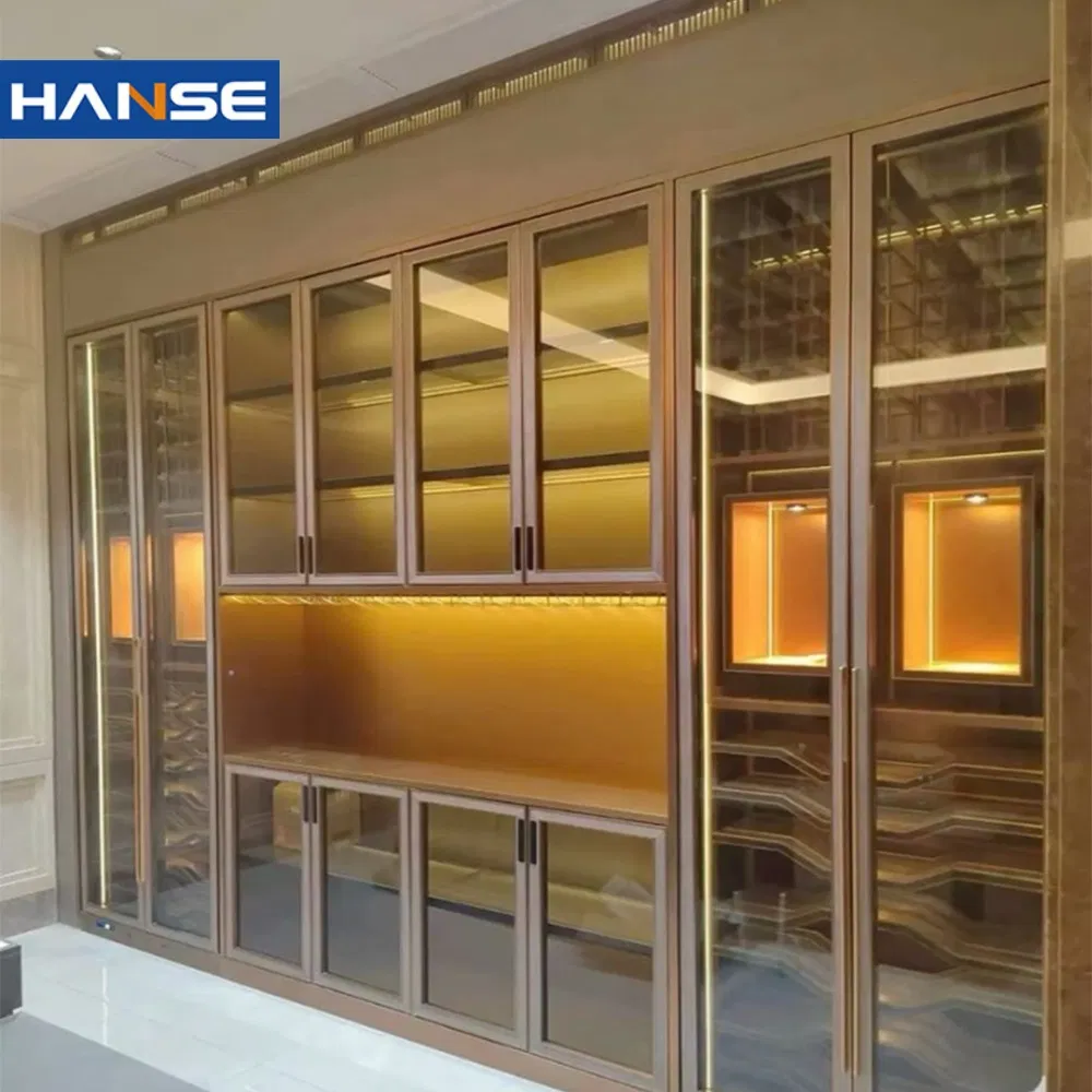 Fancy Lighted Whiskey Wall Design Wine Rack Furniture Customized 304 Stainless Steel Wine Cabinet for Restaurant