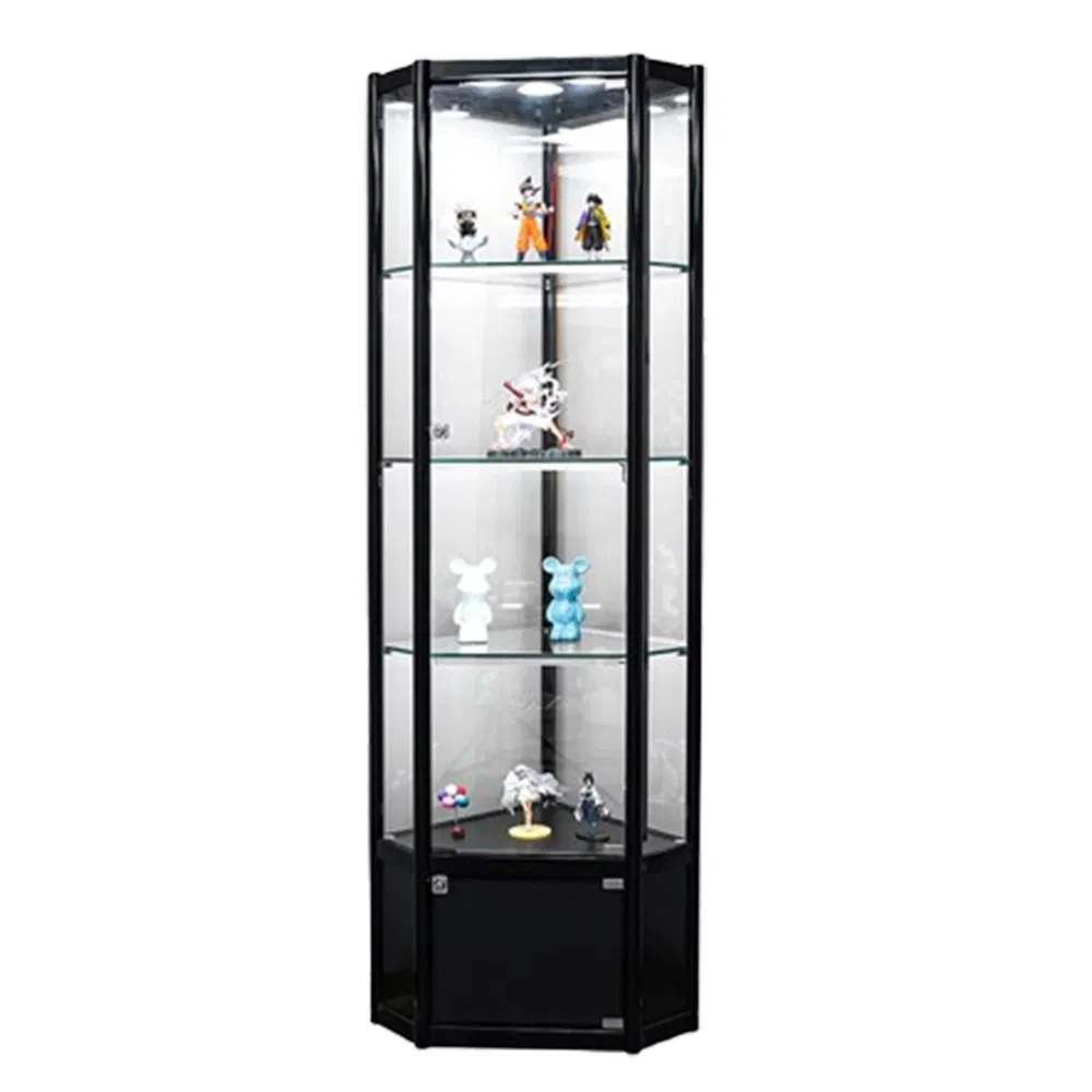 Factory Customization Corner Cabinet in Black/Gold/Silver with Lock/Light and Detachable Layer Board Made of Wood/Metal/Glass/Acrylic/MDF for Garage Kit Display