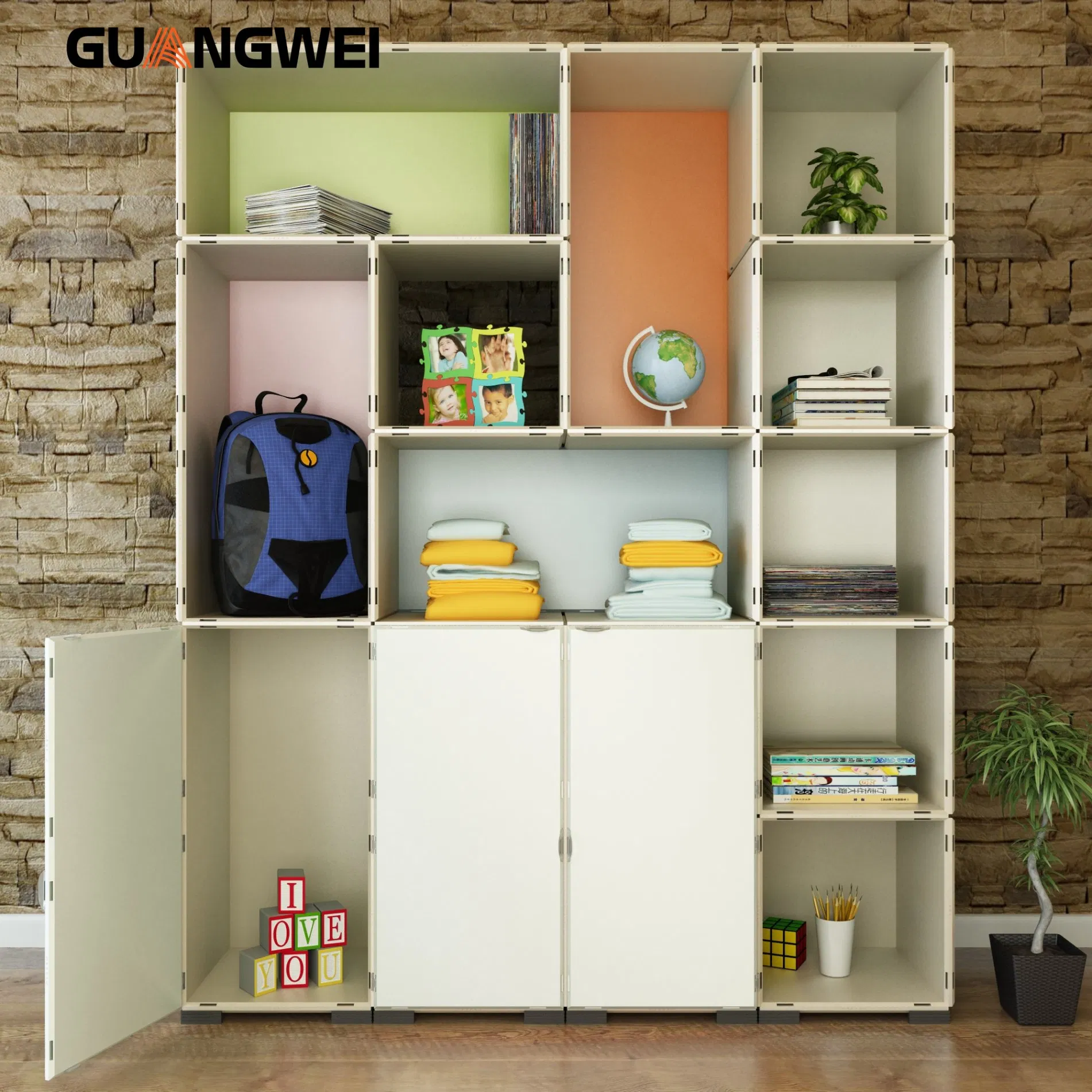 Free Combinable DIY School Library Office ABS Storage Bookshelf Cabinet