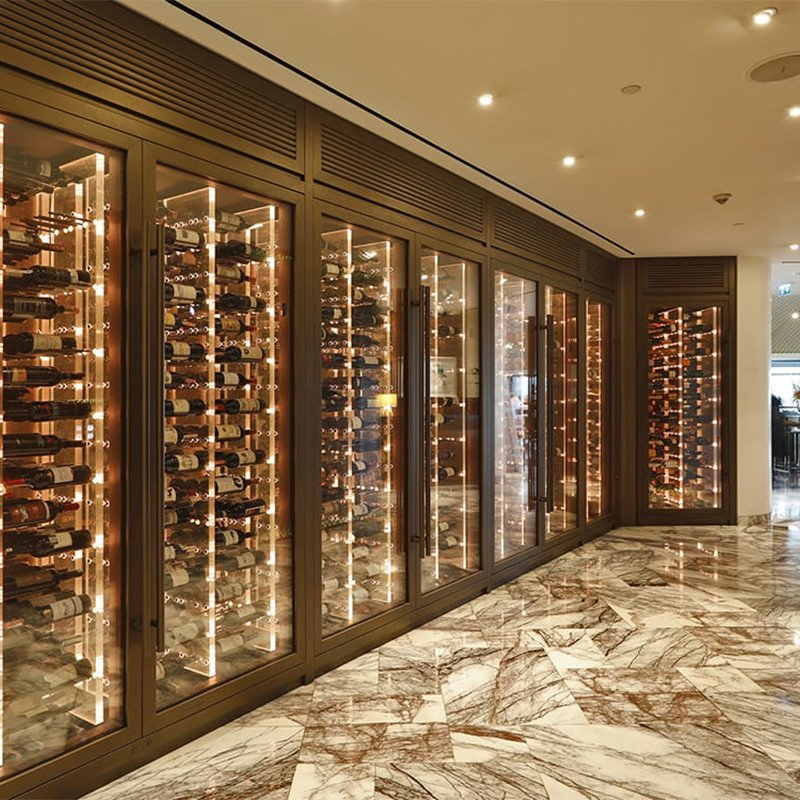 Modern Luxury Glass Wine Cellar Display Racks Stainless Steel Wine Storage Cabinet Bar Living Room Furniture for The Home