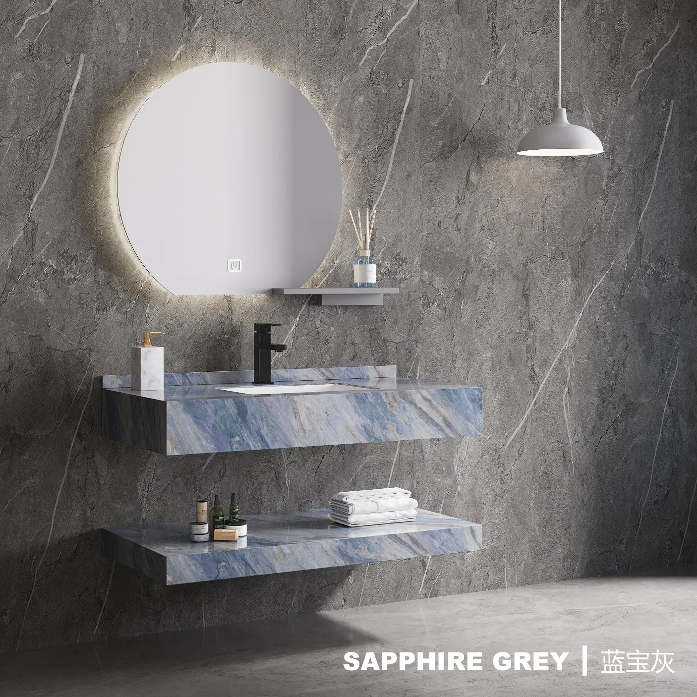 Hot Selling Double Layer Rock Slate Bathroom Vanity
