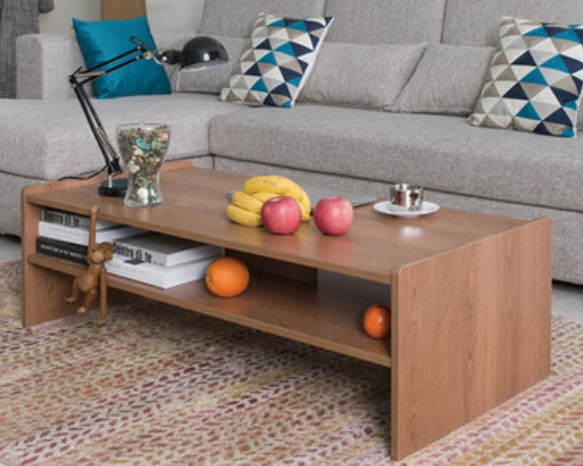 Modern Living Room Furniture Wooden Storage Shelf Rectangular Center Table Coffee Table