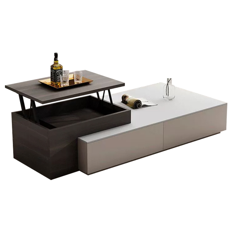 Modern Wood Frame Adjustable Coffee Table Marble Top for Living Room Furniture Durable and Storage Extendable