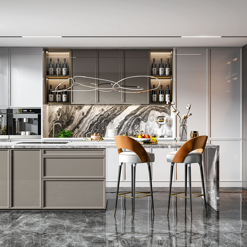 Custom White Modern Designs Full Melamine Furniture Ready to Assemble Pantry Cupboards Organizer Kitchen Cabinet Set