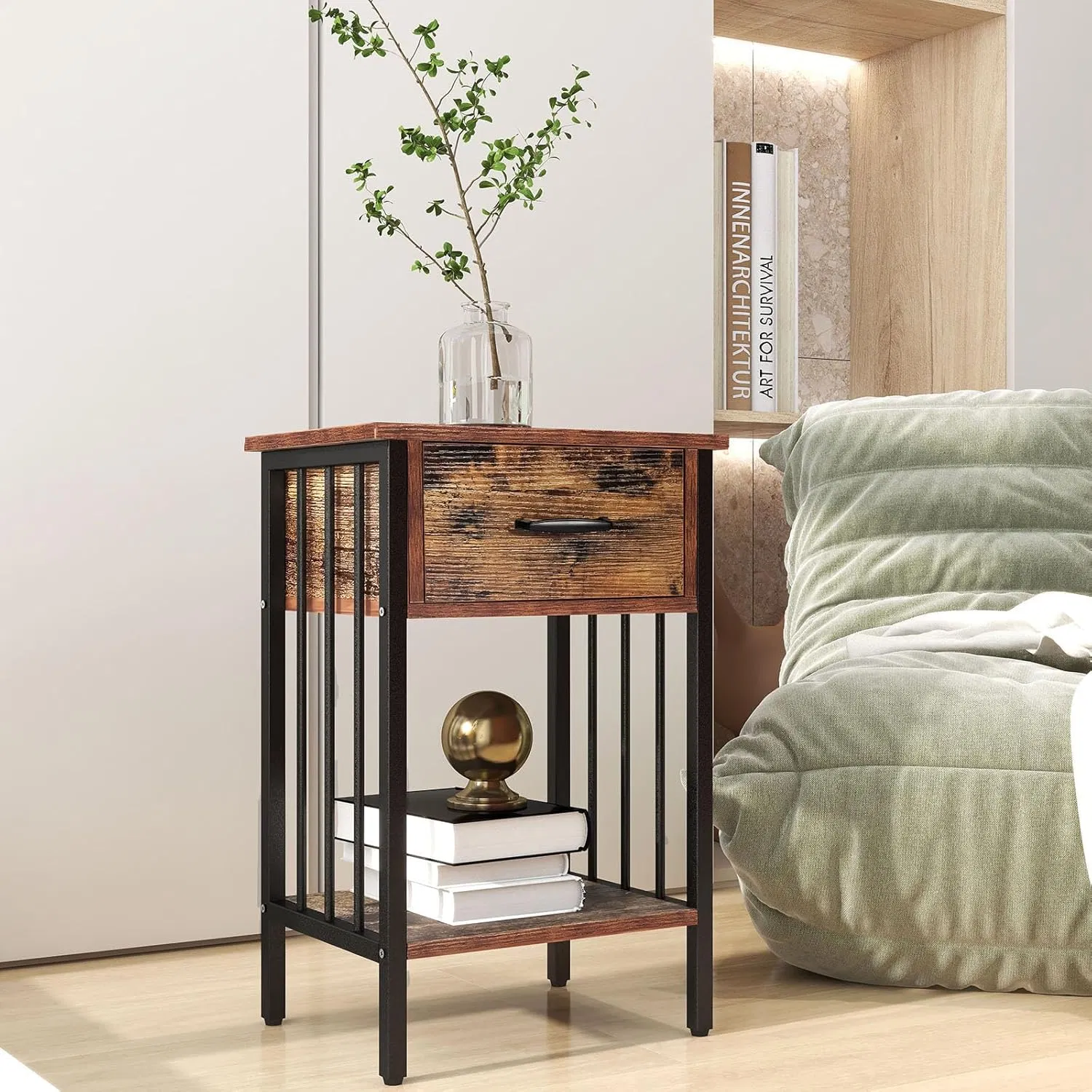 Nightstand, Bedside Table with Drawer, End Table for Living Room
